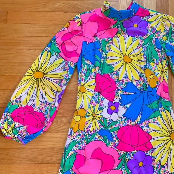 1970s mr blackwell bold floral jersey maxi gown - Picture 6 of 7